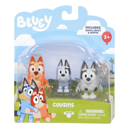 Bluey Cousins Bingo Muffin And Socks - 3 Figure