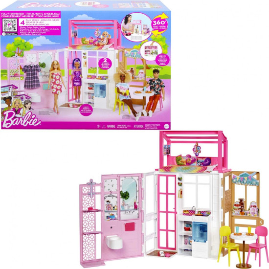 Barbie Dollhouse Playset 4 Play Areas - 2 Levels