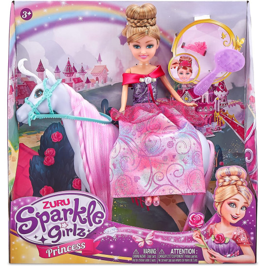 Sparkle Girlz Dolls Playset- Doll & Horse -10.5 Inch