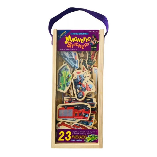 Magnetic Wooden Fire Engine Stickers