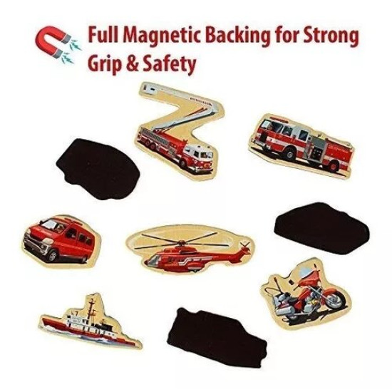 Magnetic Wooden Fire Engine Stickers