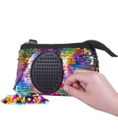Creative Pixelated Pencil Case - Black Sequins