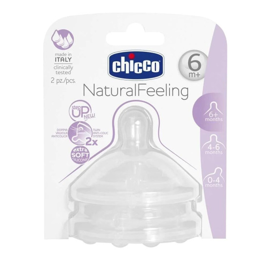 Chicco Dual Anti Colic Valve Teat 6M+ - 2 Pc