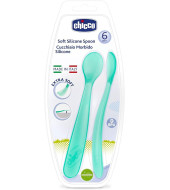 Chicco Soft Silicone Spoon Bi-Pack - Boy (6M+)