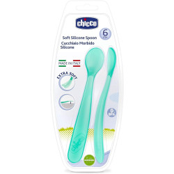 Chicco Soft Silicone Spoon Bi-Pack - Boy (6M+)