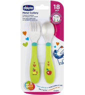 Chicco Metal Cutlery Green -18M+