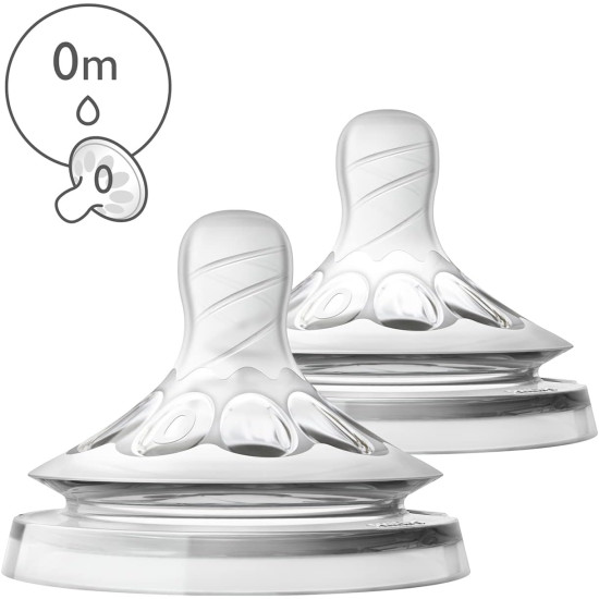 Avent Natural Teats 2 Pcs - 1 Hole 0M