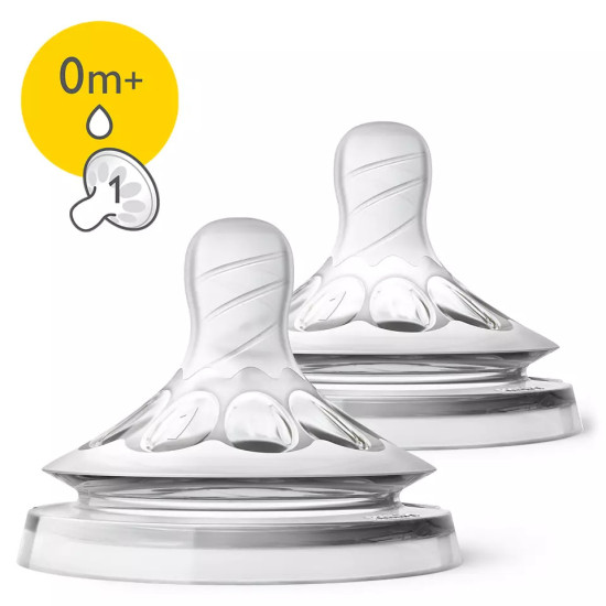 Avent Natural Teats 2 Pcs - 1 Hole 0m+