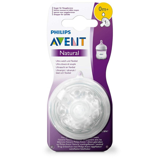 Avent Natural Teats 2 Pcs - 1 Hole 0m+