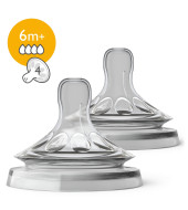 Avent Natural Teats 2 Pcs - 4 Holes 6m+