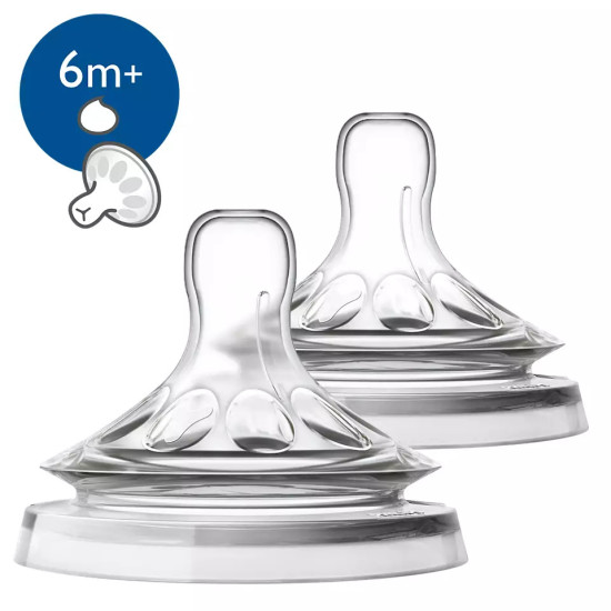 Avent Natural Teats 2 Pcs Thick Feed - 6m+