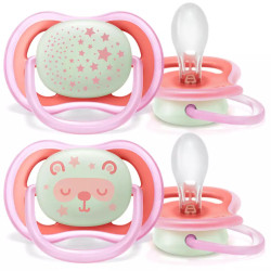 Avent Soothers Ultra Air Night 2 Pcs 6-18m - for girls
