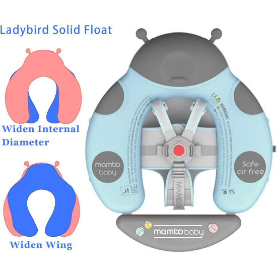 Ladybug chest float with sun canopy - Blue