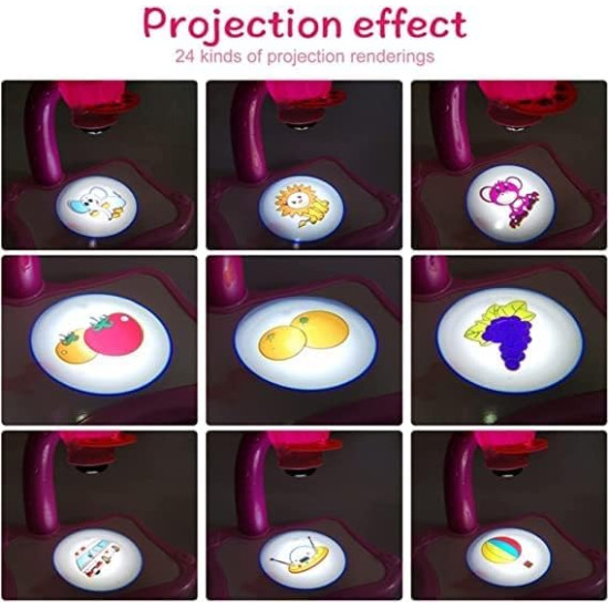 Kids Learning Desk with Smart Projector - pink