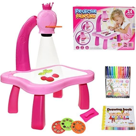 Kids Learning Desk with Smart Projector - pink