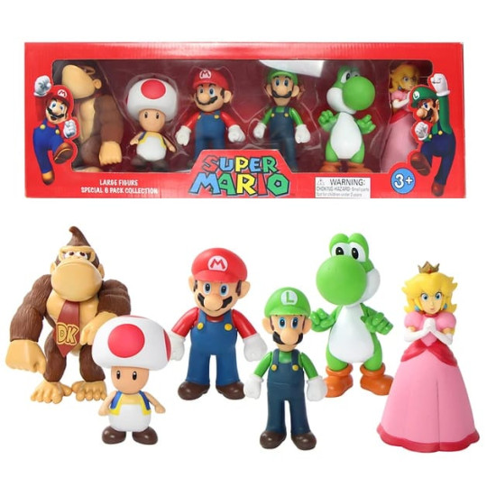 مجموعة ألعاب مجسمات سوبر ماريو بروس من سوبلاي - 6 قطع