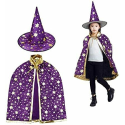 Girls Witch Wizard Cloak With Hat - Purple