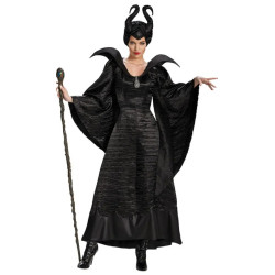 Women Black Witch Costume And Horn Hat