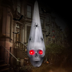 Skull with Light Up Eyes Hanging Halloween Decoration