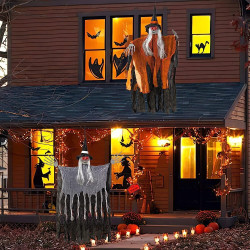 Halloween Hanging Skeleton Ghost with Glowing Eyes Decoration /1Pc