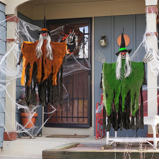 هيكل عظمي معلق للهالوين مع زينة عيون متوهجة / قطعة واحدة