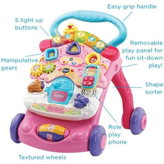 مشاية الخطوات الأولى للأطفال - لون زهري