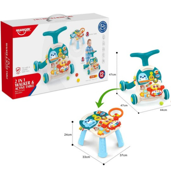 Huanger Baby Walker 2 In 1 Activity Table, Green Color
