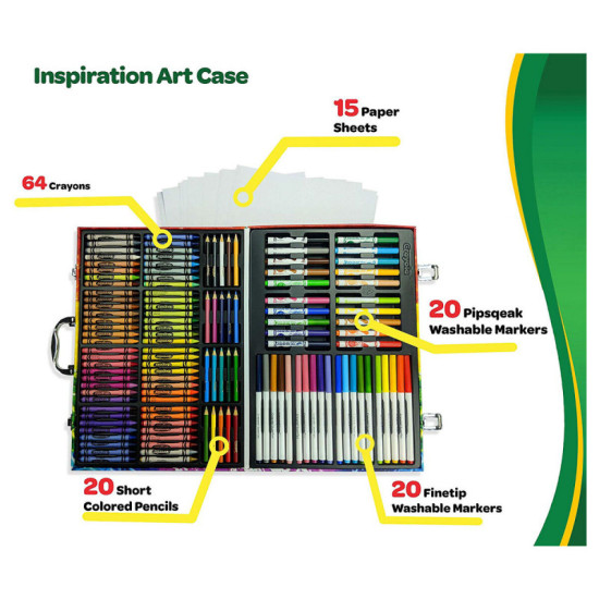 حقيبة إلهام الفن مع أقلام تلوين - 140 قطعة من كرايولا