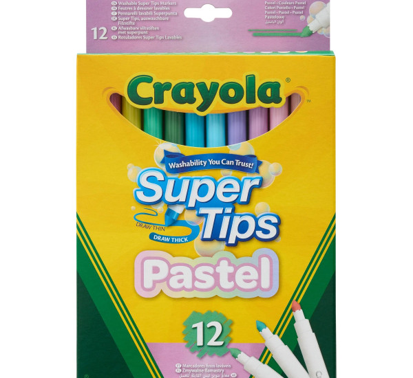 Crayola Supertips Washable Markers - Pack of 12 Pastel
