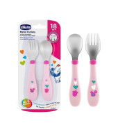 Chicco Metal Cutlery 18M+ - Girl