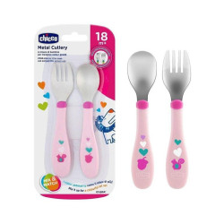 Chicco Metal Cutlery 18M+ - Girl
