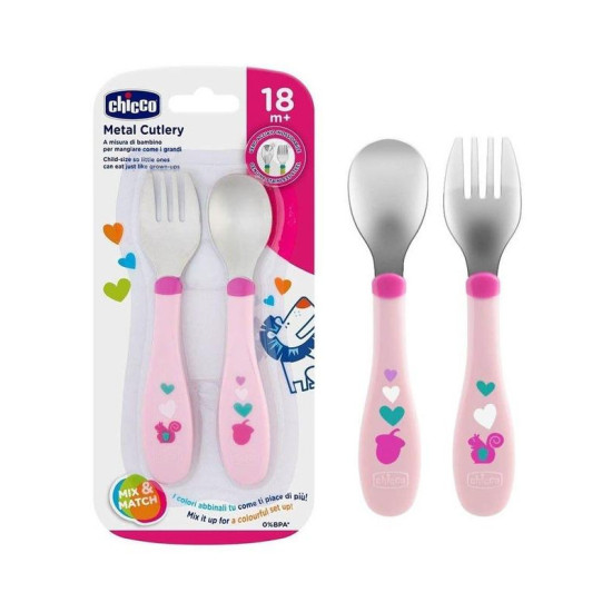 Chicco Metal Cutlery 18M+ - Girl