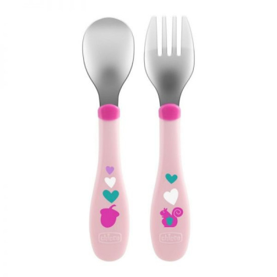 Chicco Metal Cutlery 18M+ - Girl