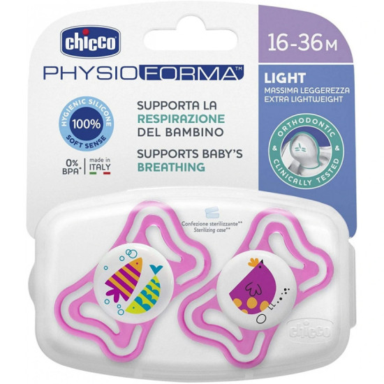 Chicco Soother Physio Light Girl 16-36M Sil 2 P