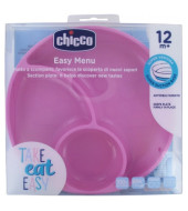Chicco Silicone Divided Plate Pink -12M+