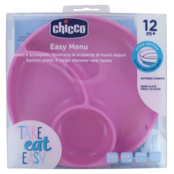 Chicco Silicone Divided Plate Pink -12M+