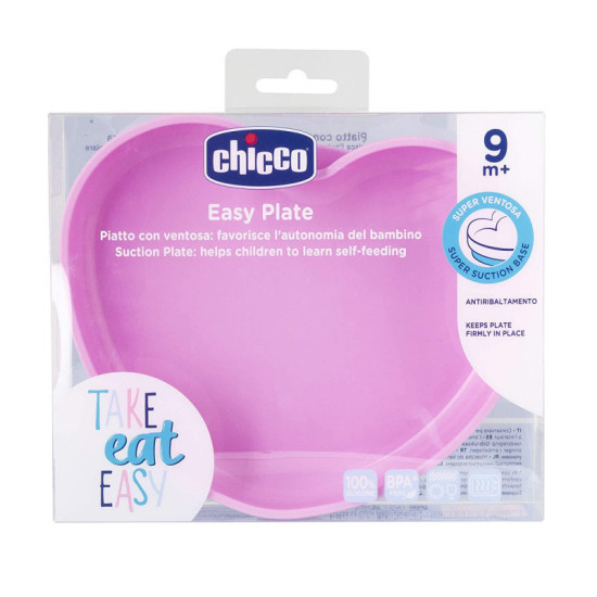Chicco Silicone Heart Shaped Plate Pink - 9M+