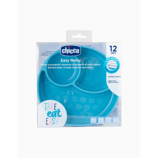 Chicco Silicone Divided Plate Teal - 12M+