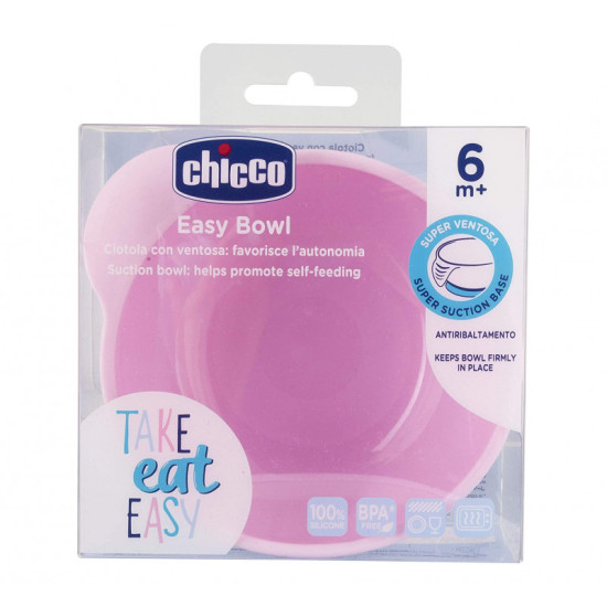 Chicco Silicone Suction Bowl Pink - 6M+