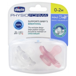 Chicco Mini Soft Soother Girl Sil 0-2M - 2Pcs