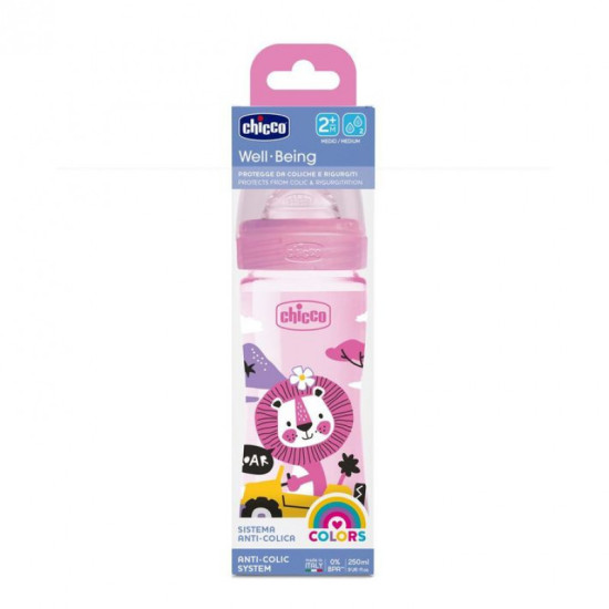 Chicco Bottle Wb Col Pp 250 Med Sil - Pink