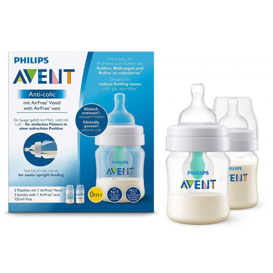 Anti Colic Bottle with Airfree Valve - 125 ml 2 Pcs