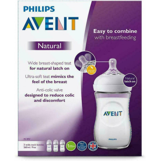 Avent Natural baby bottle 260 ml 3 Pcs