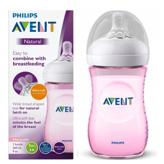 Avent Natural Baby Bottle 260 ml Pink