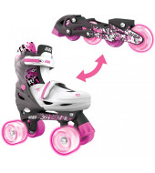 Neon Combo Skates 2-In-1 (Size 3-6)- Pink/Black