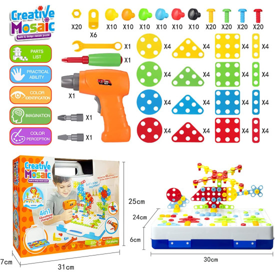 Creative Mosaic Toy Drill Puzzle Set
