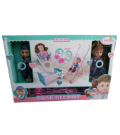 14 Inch Baby Doll With Trolley Set