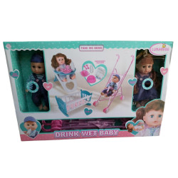 14 Inch Baby Doll With Trolley Set