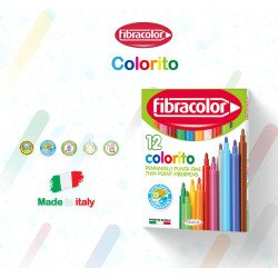 Fibracolor Maxi Round Tip Fiber Pens (12 Colors)
