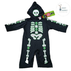 Skeleton Costume with Attached Hat